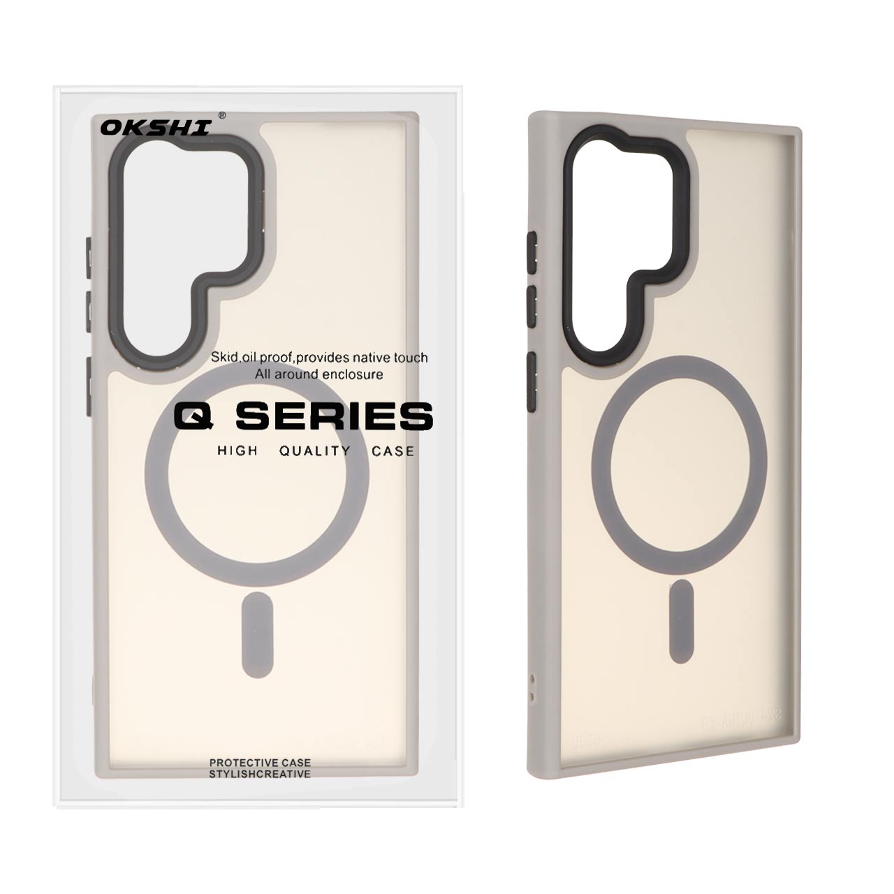 قاب اورجینال Magic Mask مات Magsafe بلک لنز Samsung Galaxy S24 Ultra - خاکستری (پک دار)