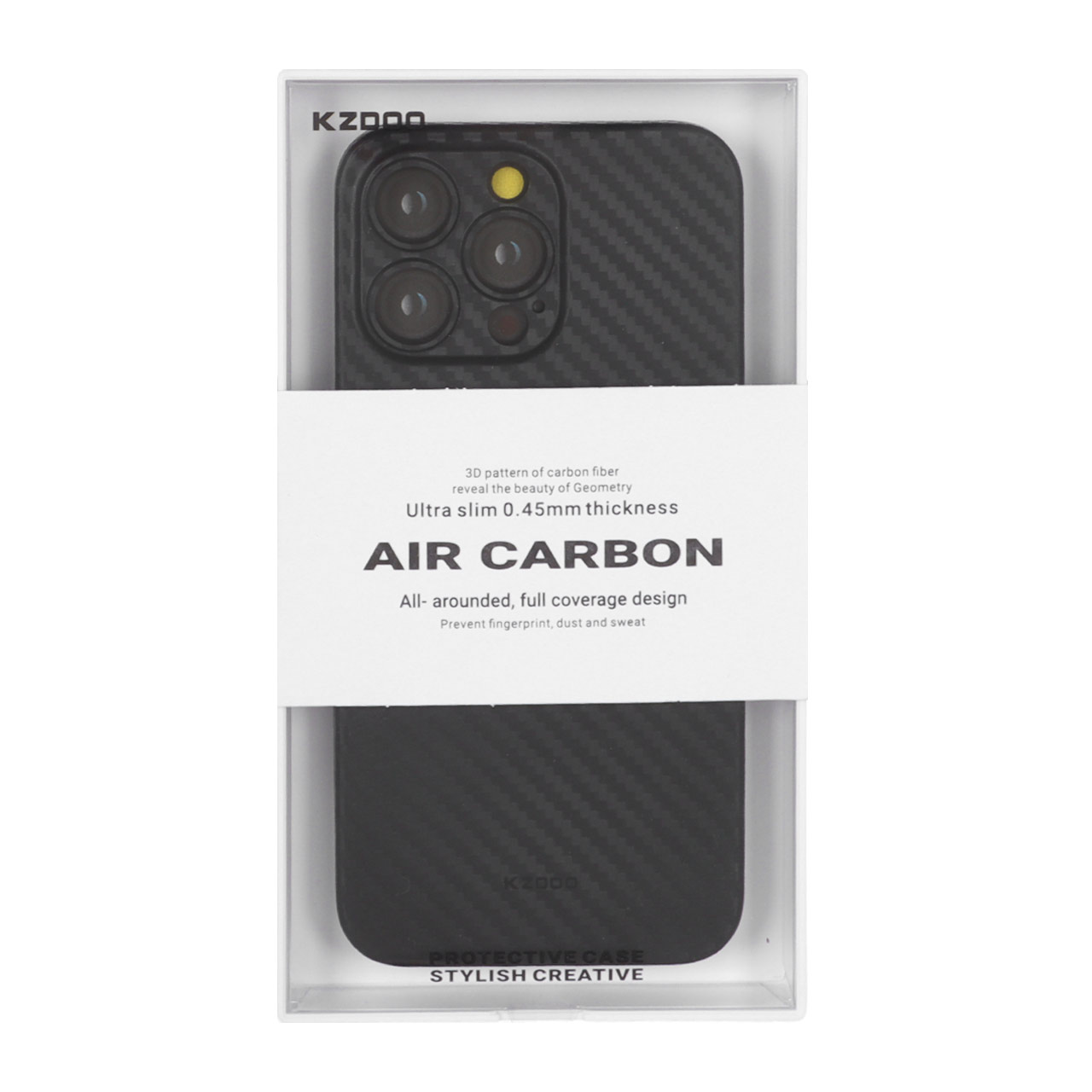 قاب محافظ لنزدار Apple iPhone 15 Pro Max - Original KZDoo Air Carbon - مشکی ( پک دار) - NTC