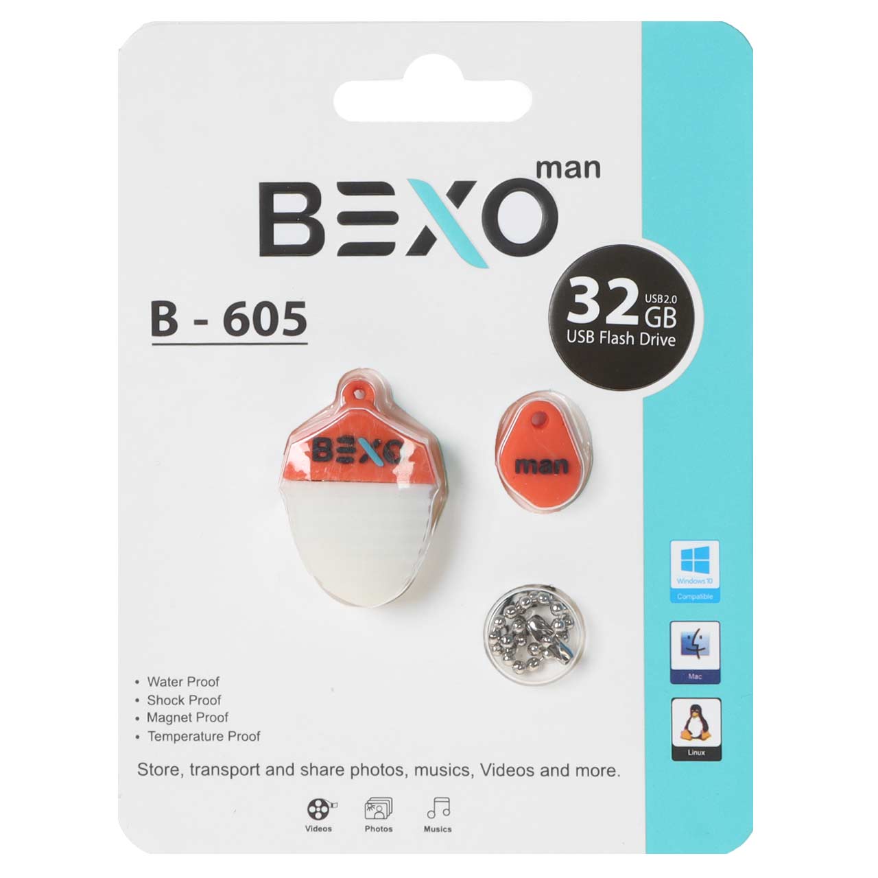 BEXO B-605 USB2.0 Flash Memory-32GB (گارانتی داده پردازی آواتک) نارنجی