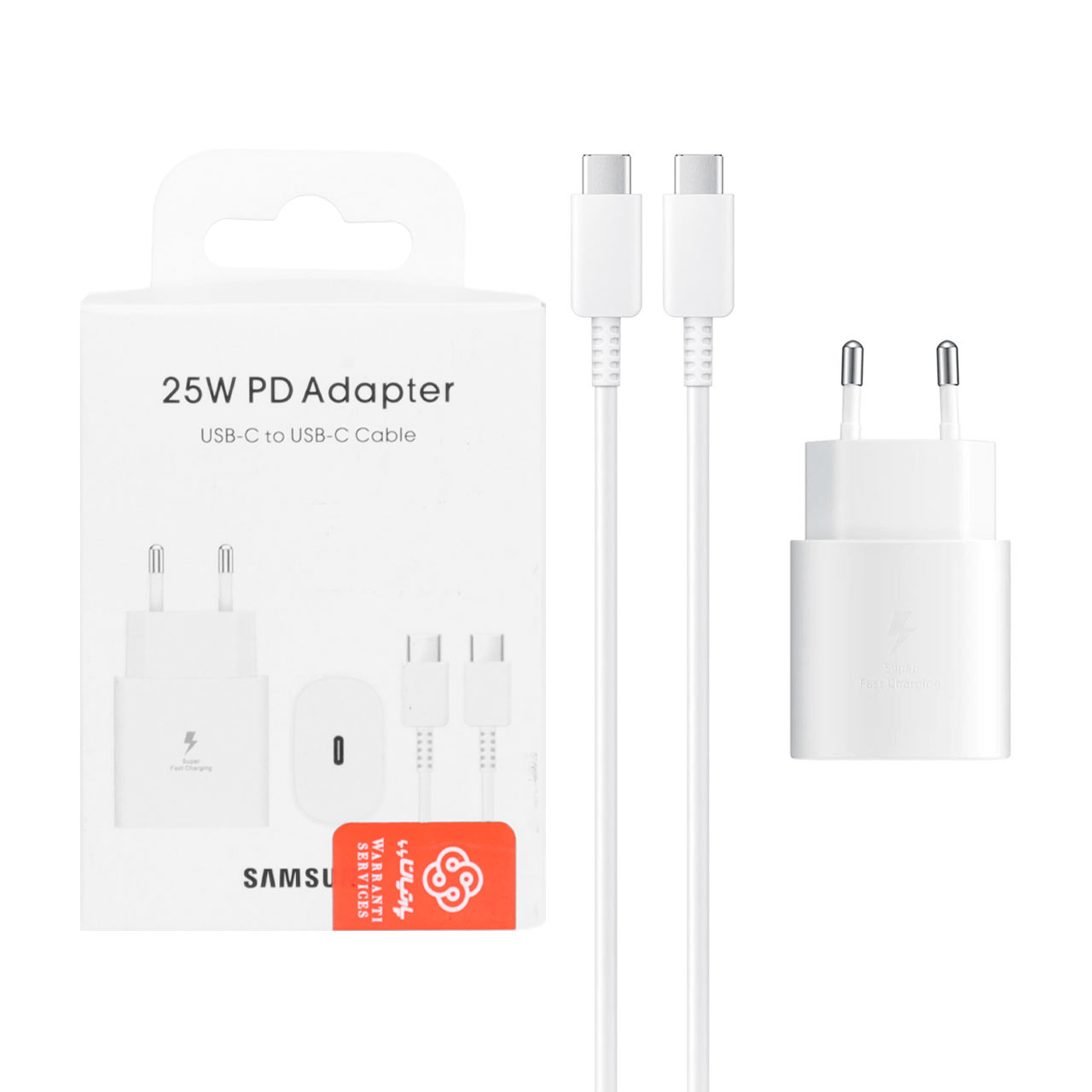 شارژر دیواری فست تک پورت SAMSUNG Type-C مدل EP-TA800 25W به همراه کابل شارژ Type-C - سفید (گارانتی پارتیان پایا) درجه یک