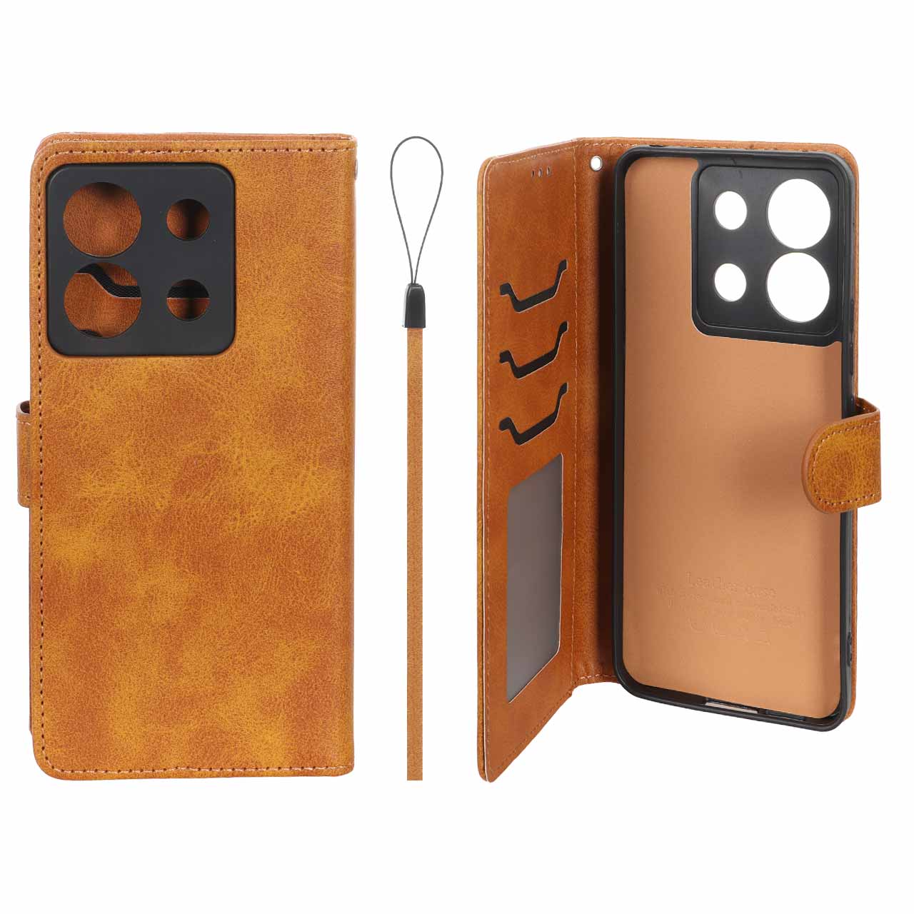 کیف موبایل مگنتی درجه یک داخل خز MNC Plus مدل Xiaomi Redmi Note 13 Pro 5G / Poco X6 5G - عسلی