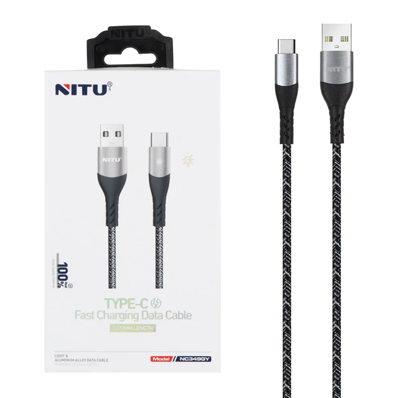 کابل شارژ فست 1.2 متری Nitu Type-C مدل NC349GY - خاکستری