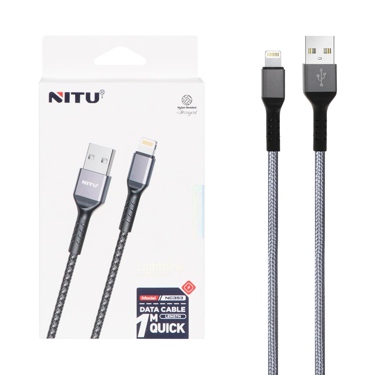 کابل شارژ فست آیفون Nitu مدل NC353 - طوسی (گارانتی 18 ماه تعویض نیکان همراه)