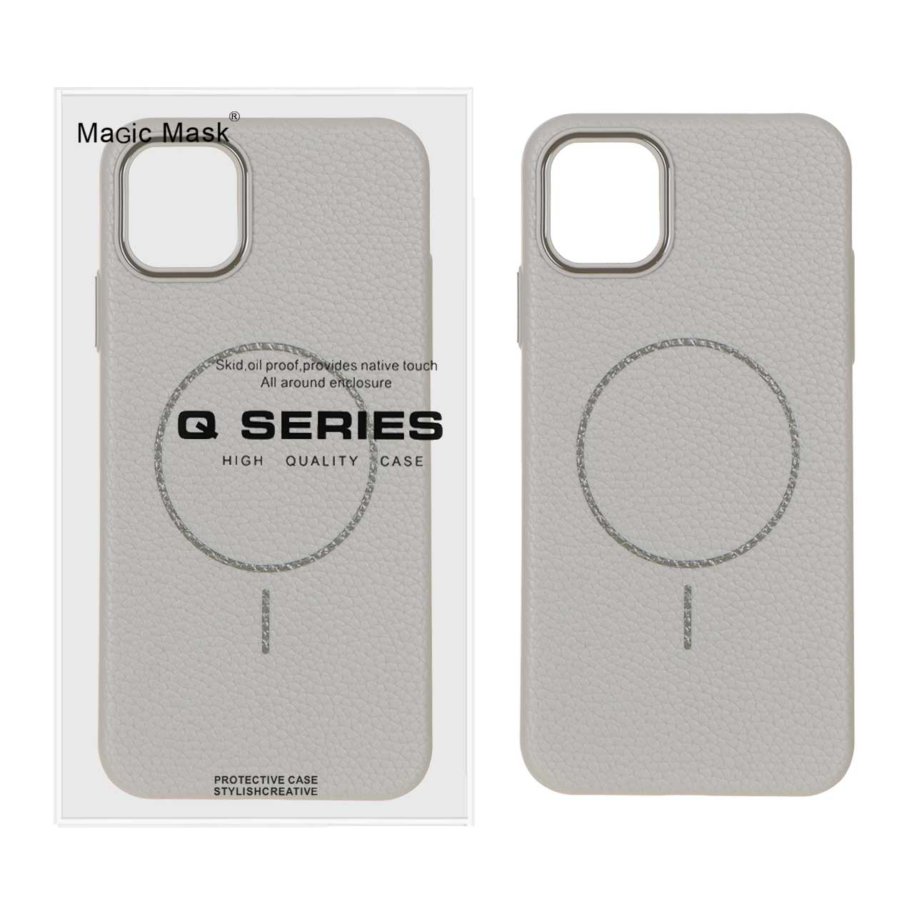 قاب اورجینال Magic Mask طرح چرم Magsafe مدل Apple iPhone 11 Pro Max - طوسی (پک دار)