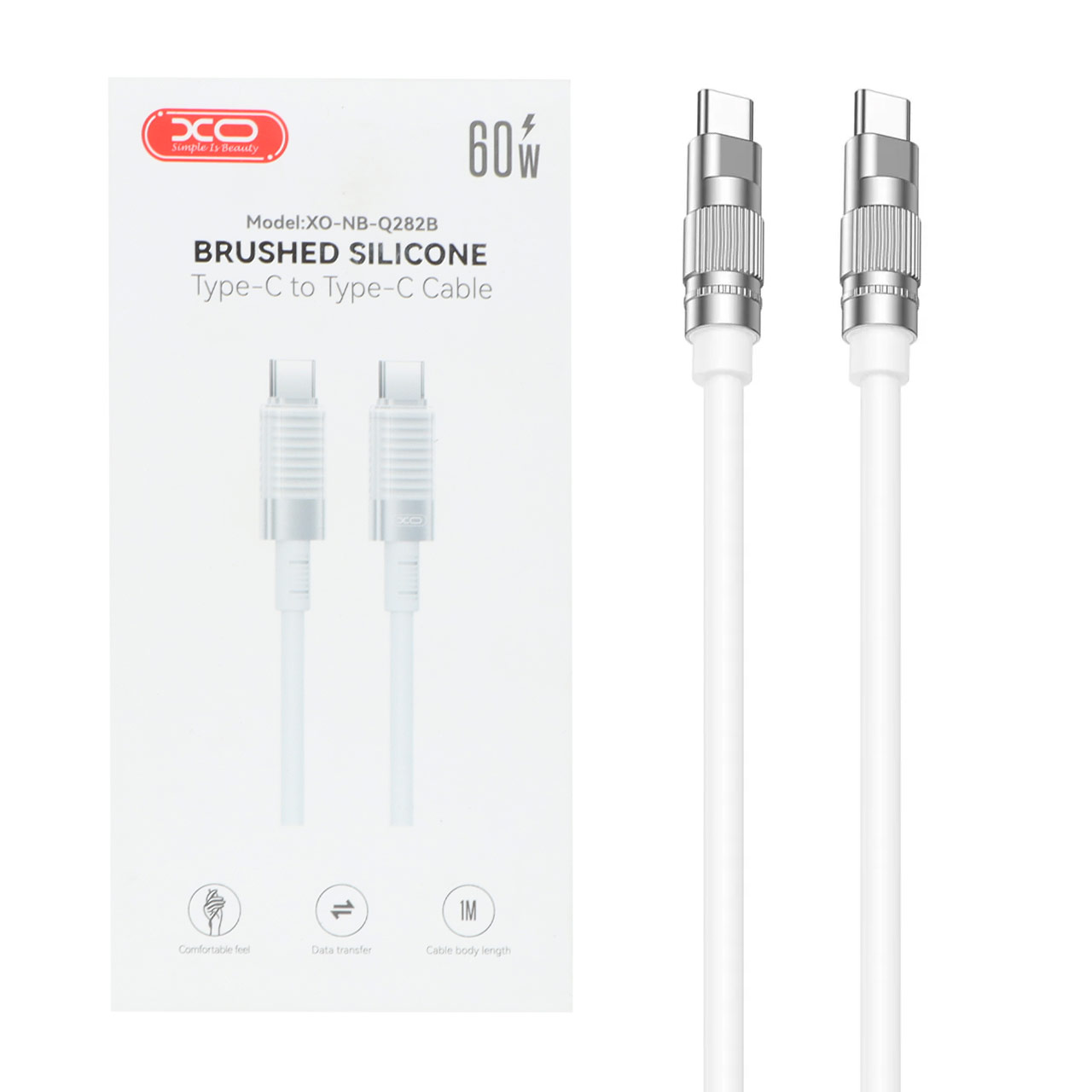 کابل شارژ فست XO Type-C to Type-C مدل XO-NB-Q282B 60W - سفید