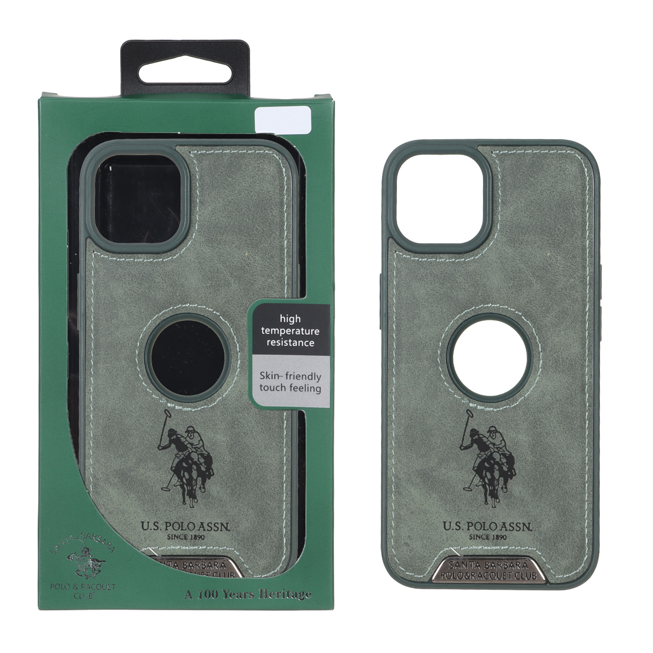 قاب اورجینال US Polo Assn جیر Apple iPhone 13 / iPhone 14 - سبز (پک دار)
