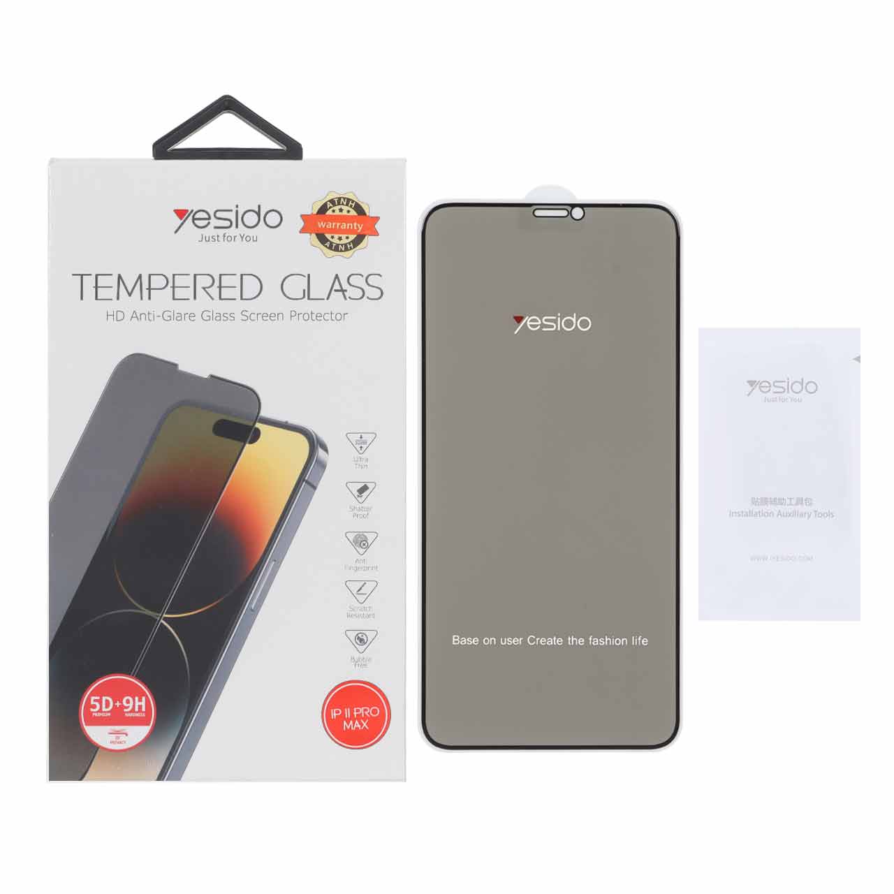 محافظ صفحه نمایش شیشه ای اورجینال Privacy Glass Yesido مدل Apple iPhone 11 Pro Max / iPhone X Max / iPhone Xs Max (پک دار)