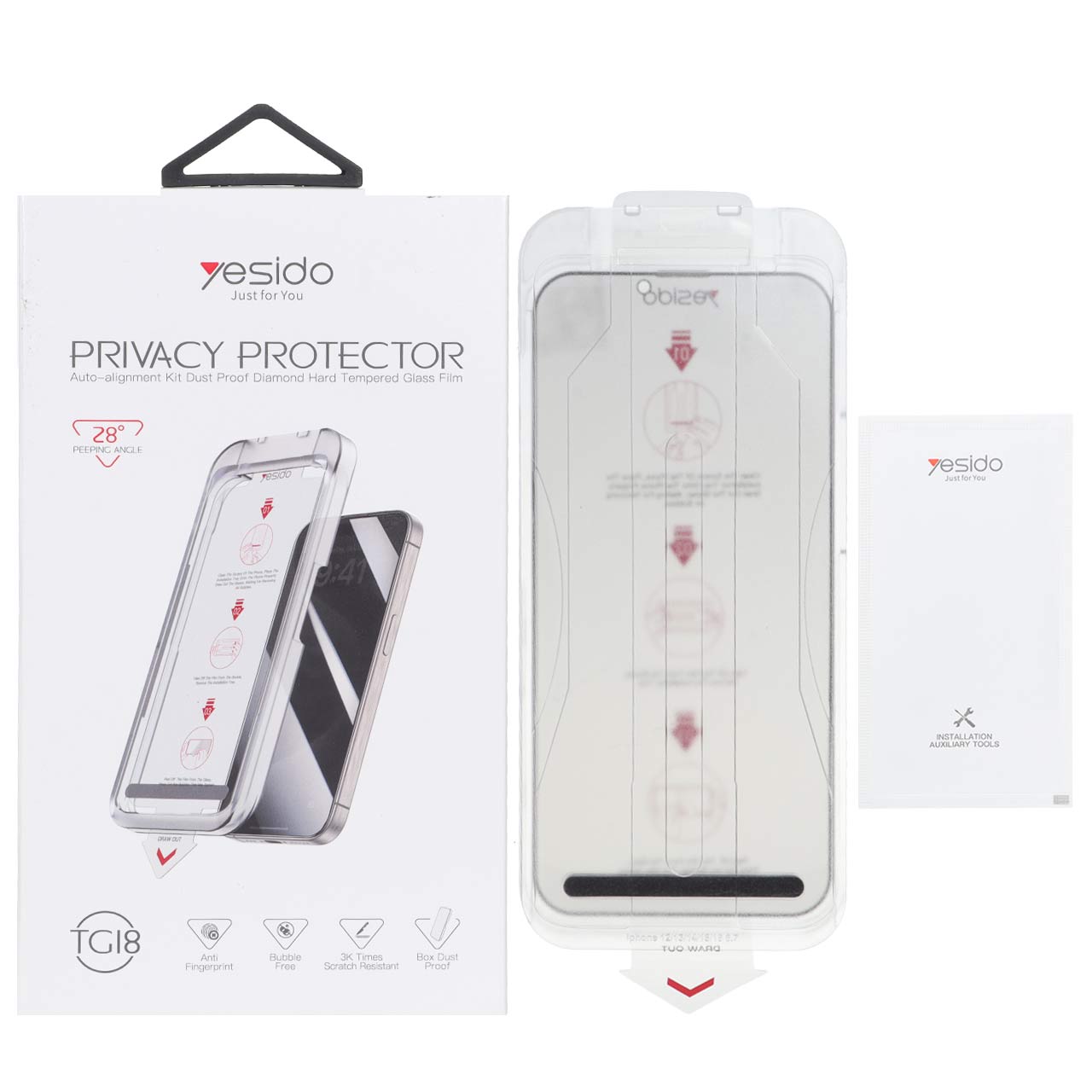 محافظ صفحه نمایش شیشه ای اورجینال Yesido Privacy - Magic Glass Box مدل Apple iPhone 13 Pro Max / iPhone 14 Plus (پک دار)