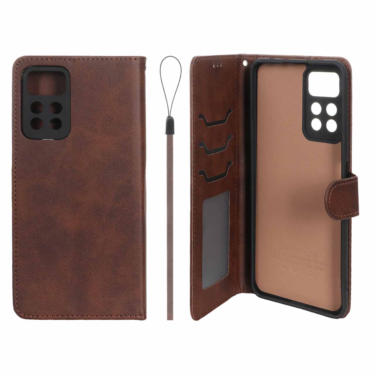 کیف موبایل مگنتی درجه یک داخل خز MNC Plus مدل Xiaomi Redmi Note 11 Pro Plus - قهوه ای