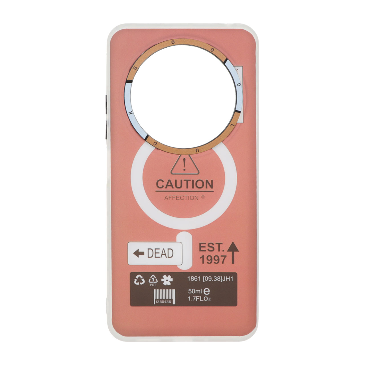 قاب Caution دور مات طرح مگ سیف Xiaomi Redmi 14C / Redmi A4 / Poco C75 - زرشکی