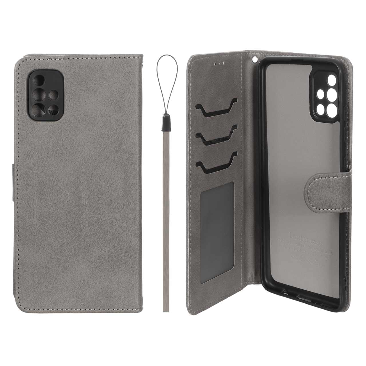 کیف موبایل مگنتی درجه یک داخل خز MNC Plus مدل Samsung Galaxy A51 / M40s - خاکستری