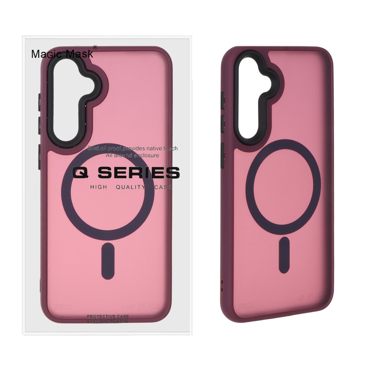 قاب اورجینال Magic Mask مات Magsafe بلک لنز Samsung Galaxy S23 FE - زرشکی (پک دار)