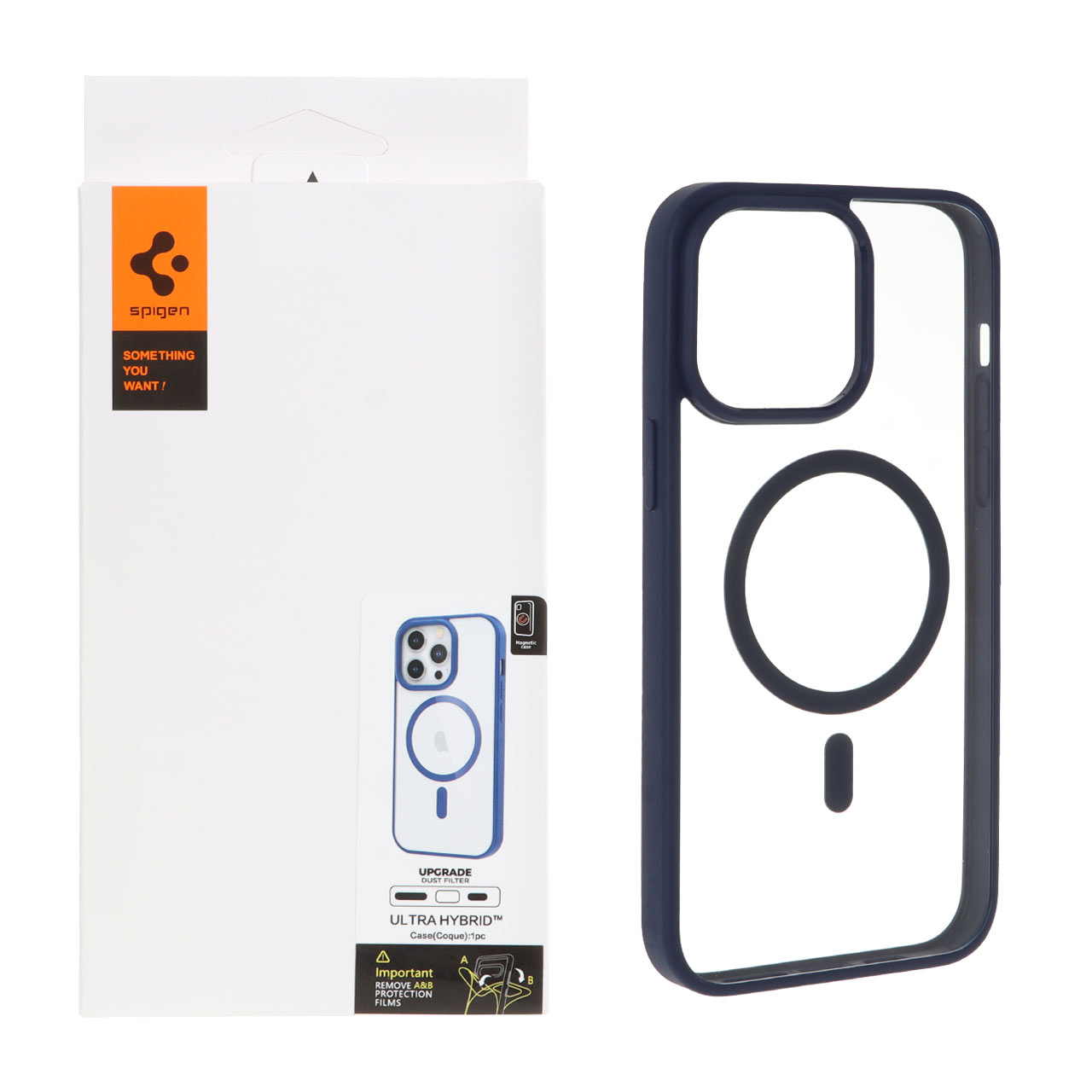 قاب اورجینال Magsafe Spigen با توری اسپیکر فلزی Apple iPhone 14 Pro Max - سرمه ای (پک دار)