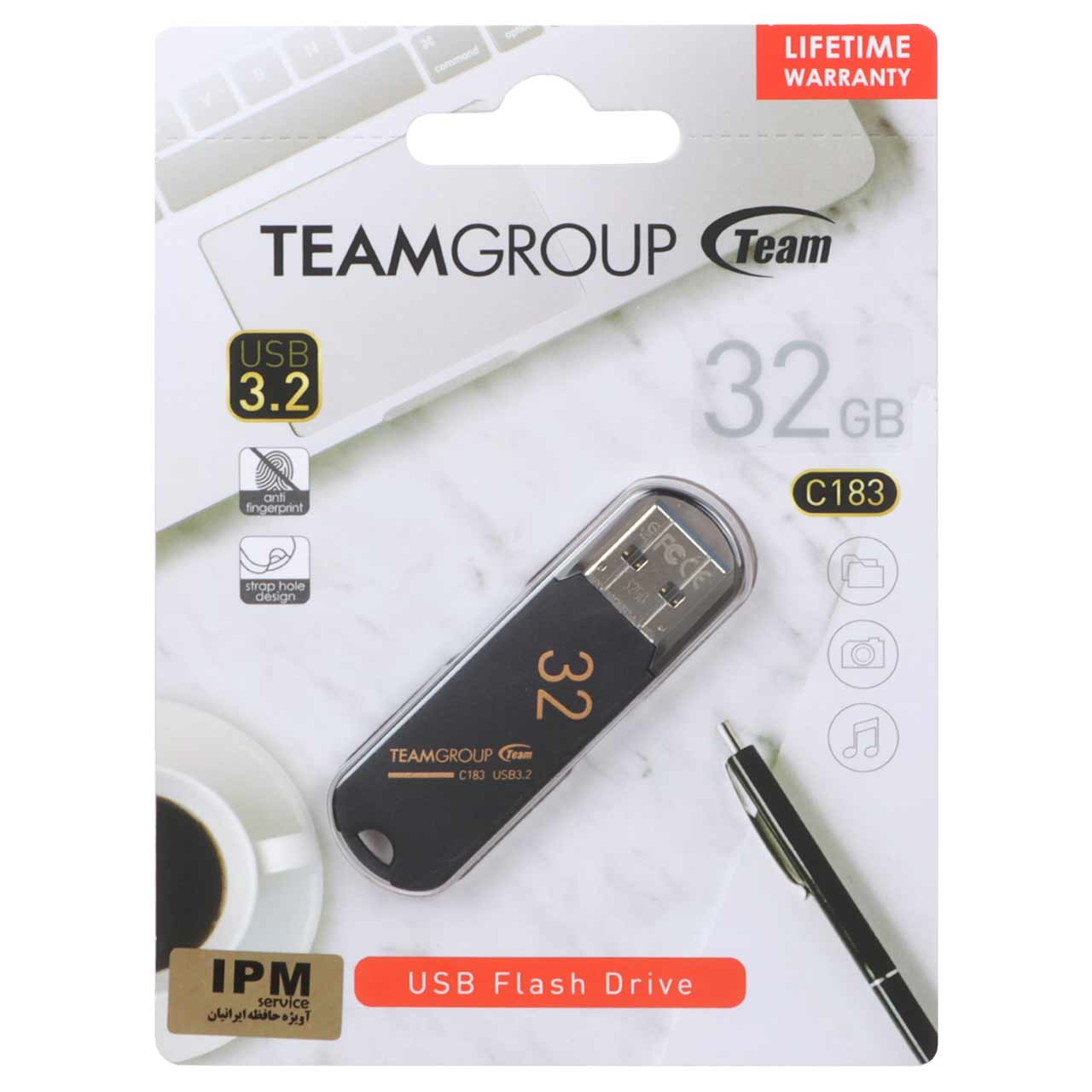 TeamGroup C183 USB3.2 Flash Memory - 32GB مشکی (گارانتی مادام العمر IPM)