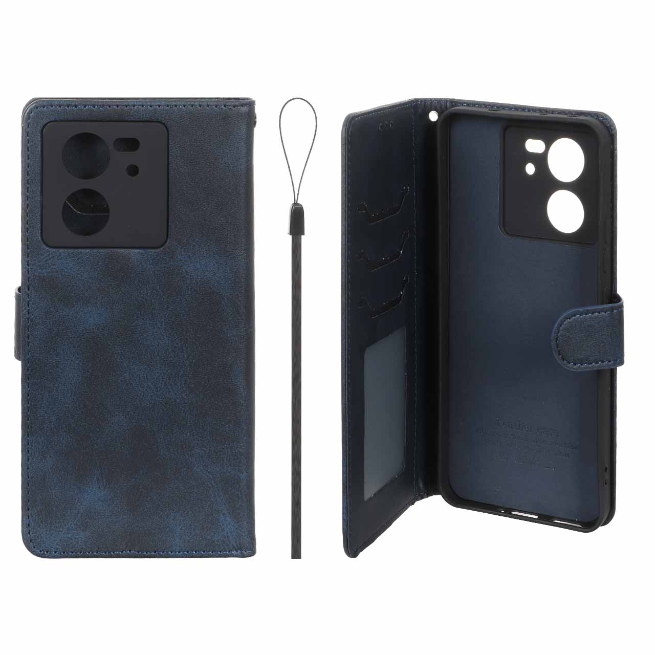 کیف موبایل مگنتی درجه یک داخل خز MNC Plus مدل Xiaomi Mi 13T / Mi 13T Pro - سرمه ای