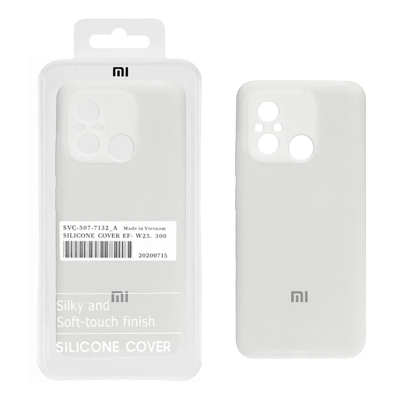 قاب سیلیکونی پاک کنی اورجینال درجه یک Xiaomi Redmi 12C / Redmi 11A / Poco C55 - سفید (پک دار)
