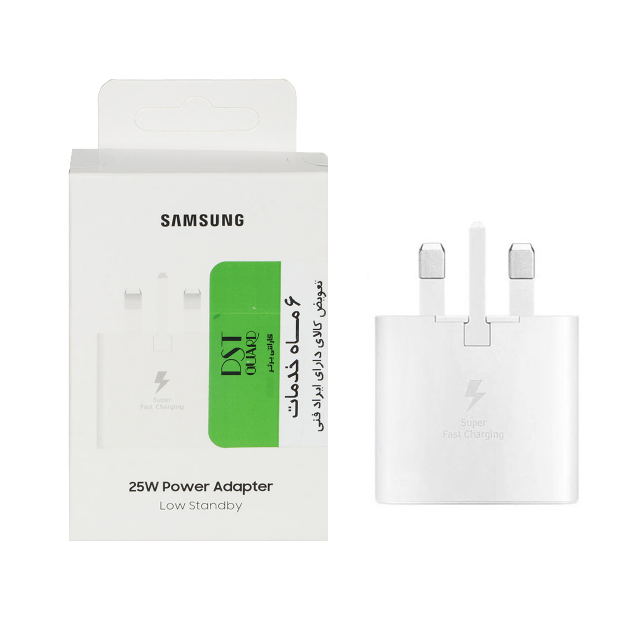 شارژر دیواری سه پین تک پورت SAMSUNG 25W مدل T2510 CH ( فست و PD) سفید - DST ( شش ماهه شرکتی)