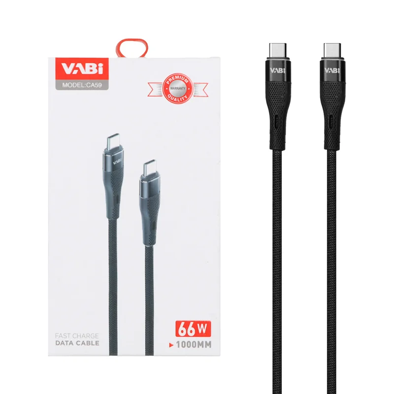 کابل شارژ فست VABI Type-C To Type-C مدل CA59 66W - مشکی