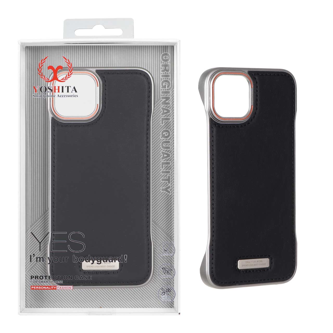 قاب اورجینال Yoshita چرمی Apple iPhone 13 / iPhone 14 - مشکی (پک دار)