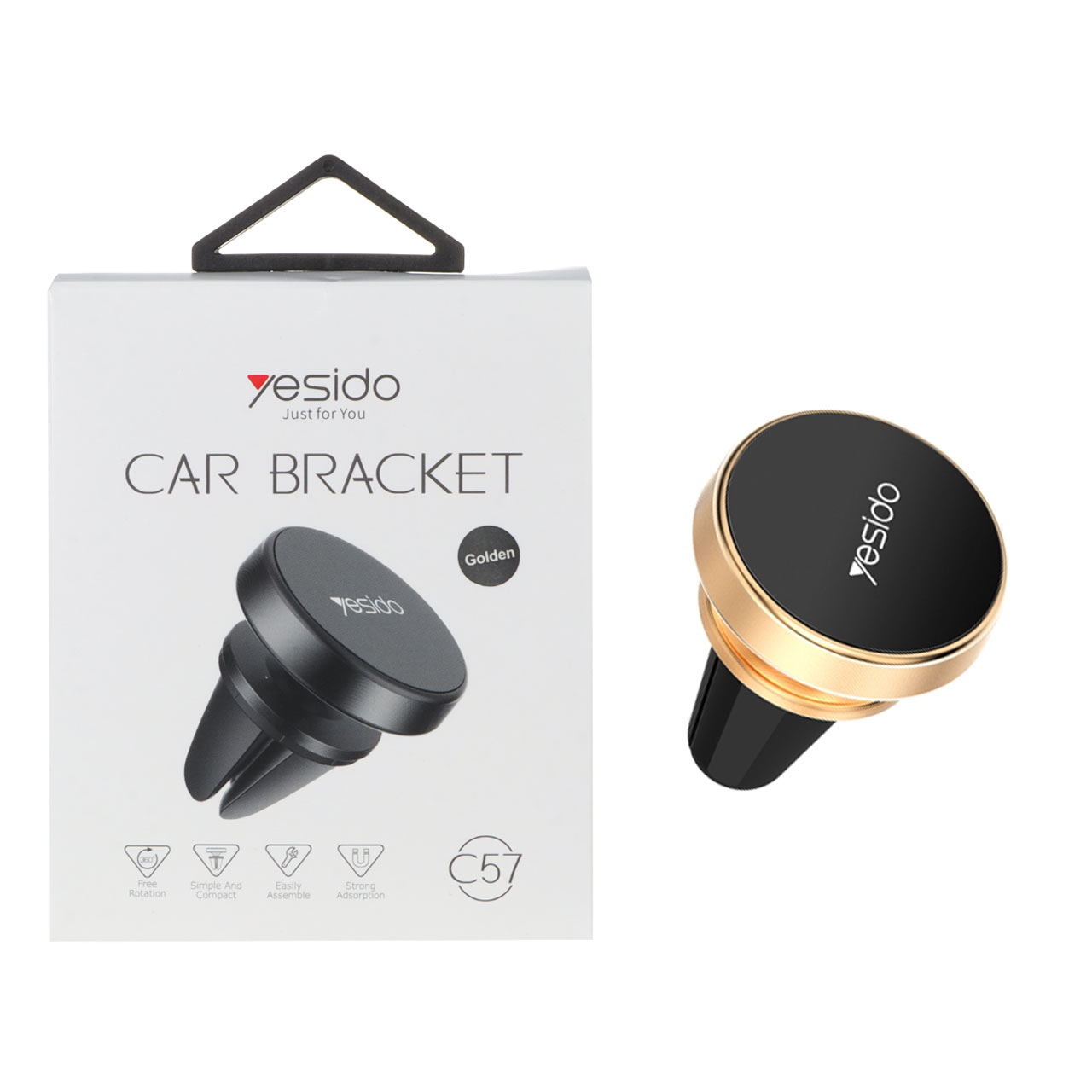 هولدر گوشی موبایل دریچه کولری مگنتی Yesido مدل C57 - طلایی