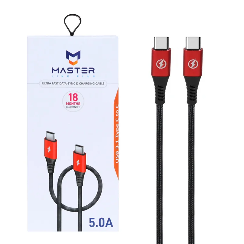 کابل شارژ فست  MASTER  Type-C to Type-C مدل ETM 002 - مشکی قرمز