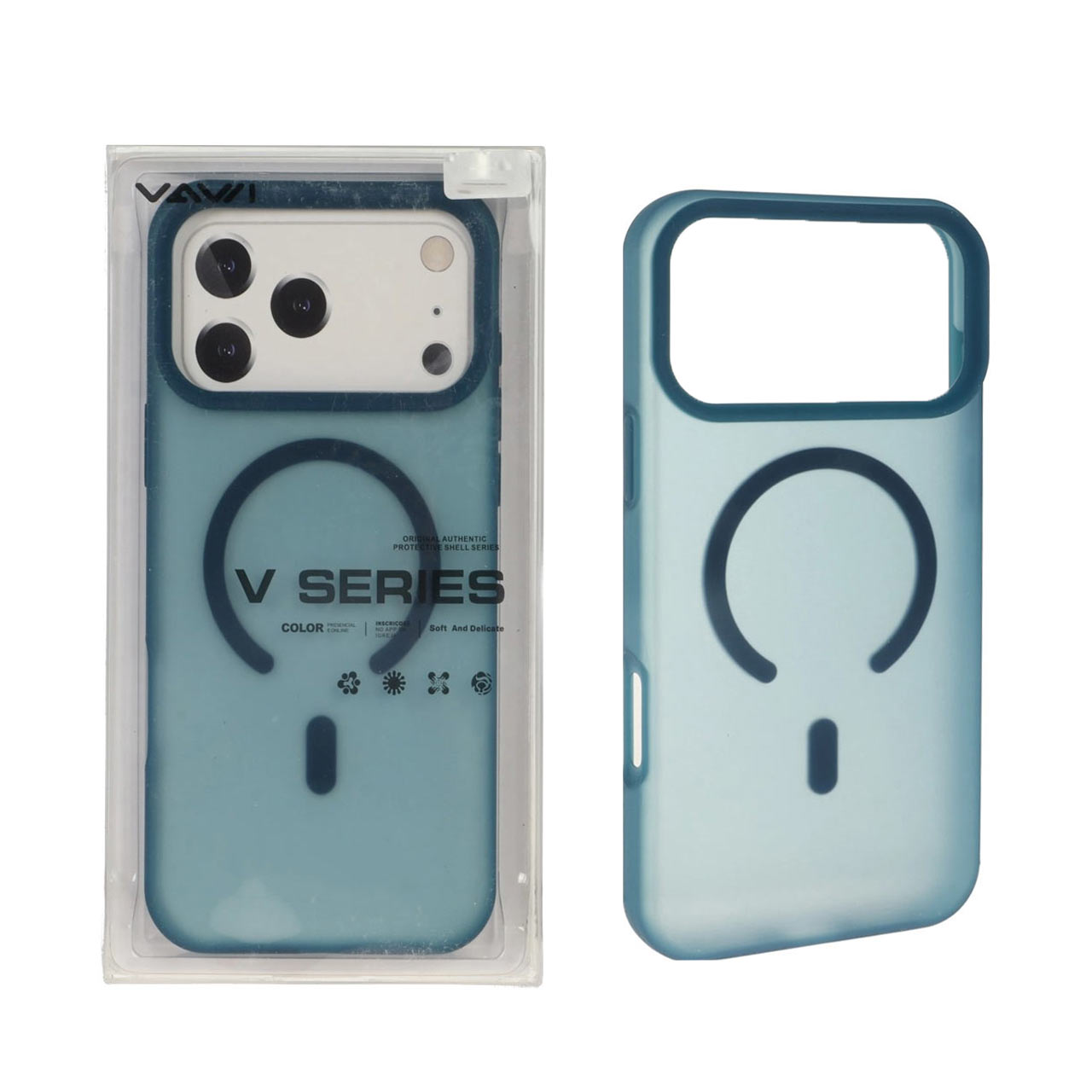 قاب اورجینال VAWI سیلیکونی پاستیلی MagSafe مدل Apple iPhone 17 Pro Max - آبی (پک دار)
