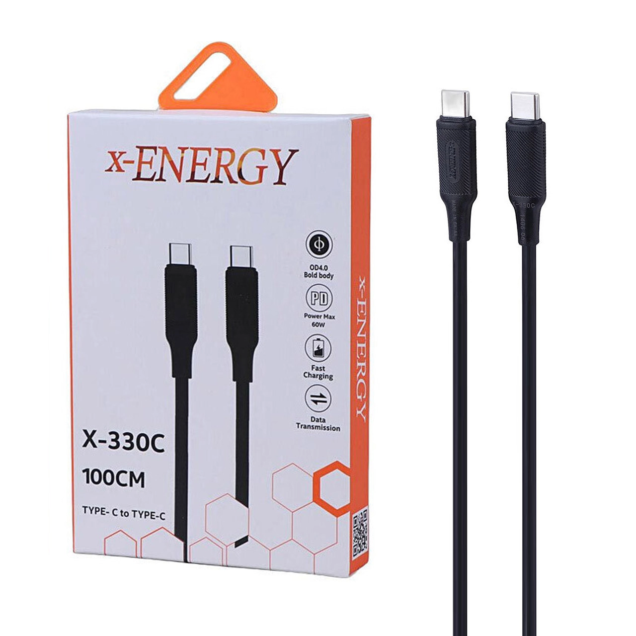 کابل شارژ PD و فست X-Energy Type-C To Type-C مدل X-330 C 60W - مشکی (گارانتی IPM)