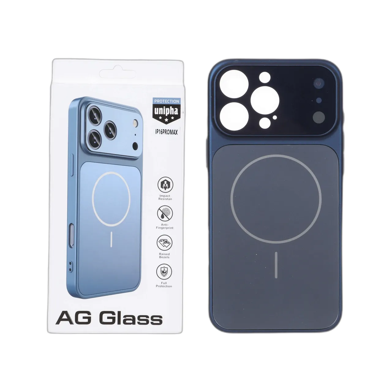 قاب اورجینال AG Glass محافظ لنز برجسته شیشه ای Magsafe مدل Apple iPhone 16 Pro Max - سرمه ای