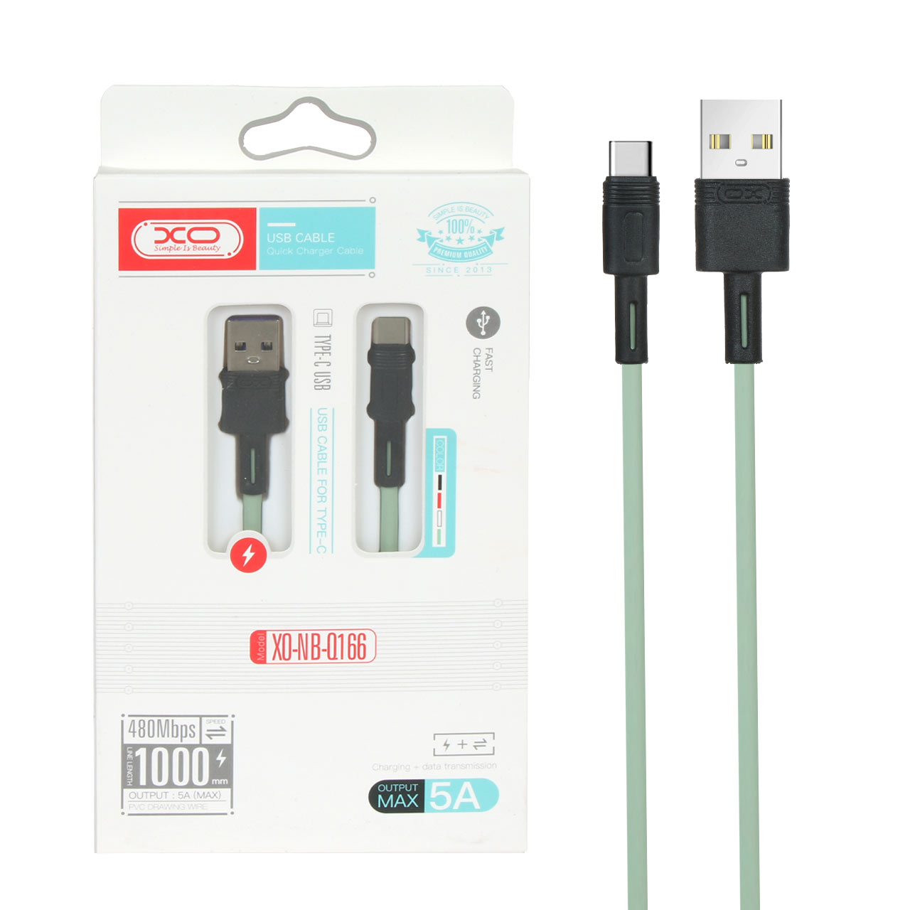 کابل شارژ فست XO Type-C مدل XO-NB-Q166 - سبز