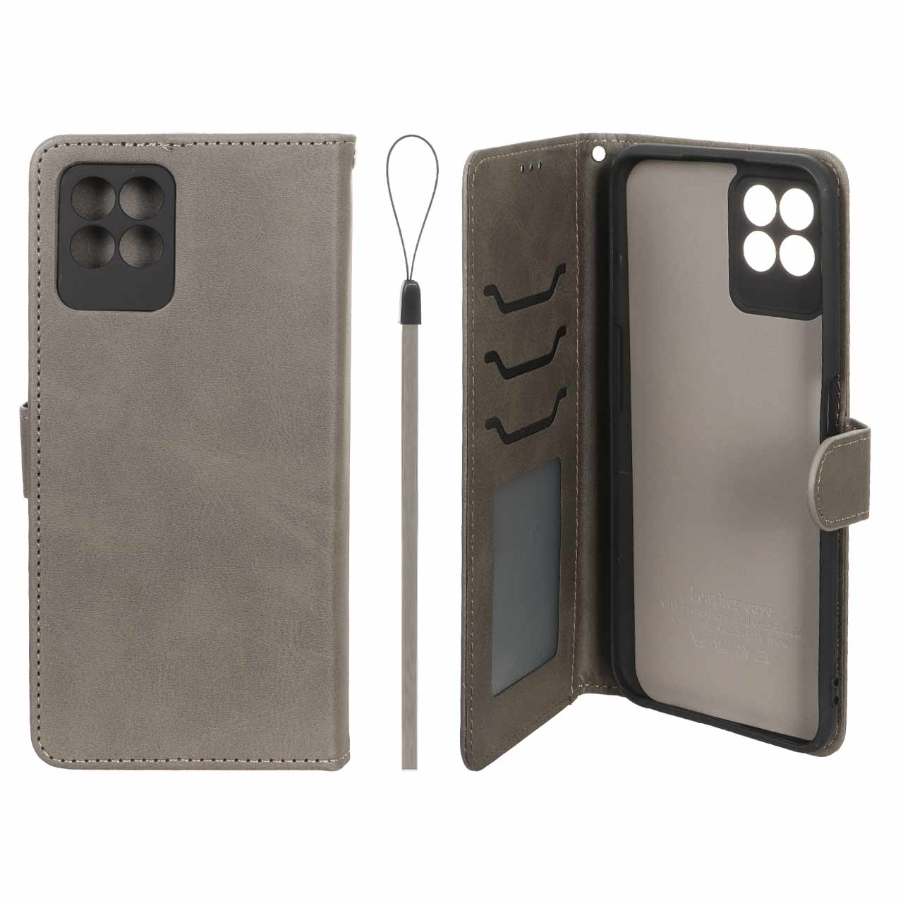 کیف موبایل مگنتی درجه یک داخل خز MNC Plus مدل Realme Narzo 50 - خاکستری