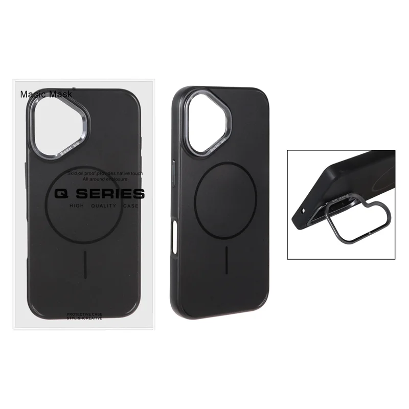 قاب Bracket Lens Q Series لنز آلومینیومی استندشو MagSafe مدل Apple iPhone 16 - مشکی (پک دار)
