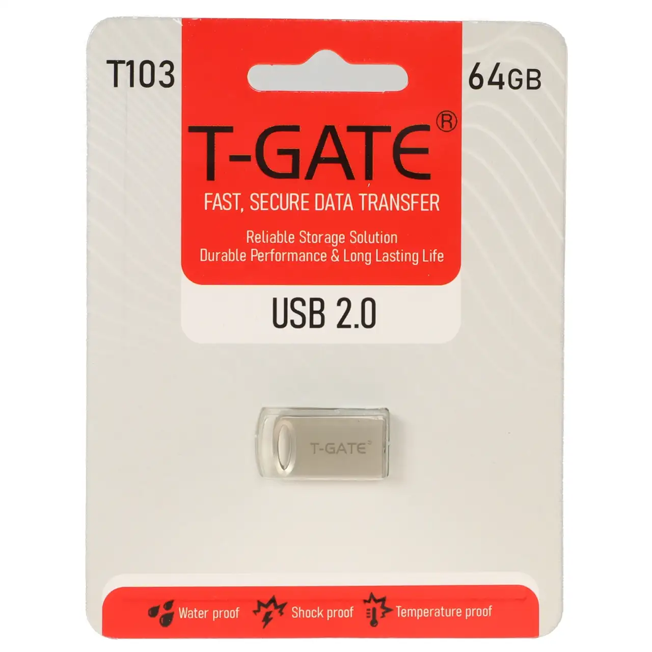 T-GATE T103 USB2.0 Flash Memory - 64GB - (گارانتی آسان سرویس) نقره ای