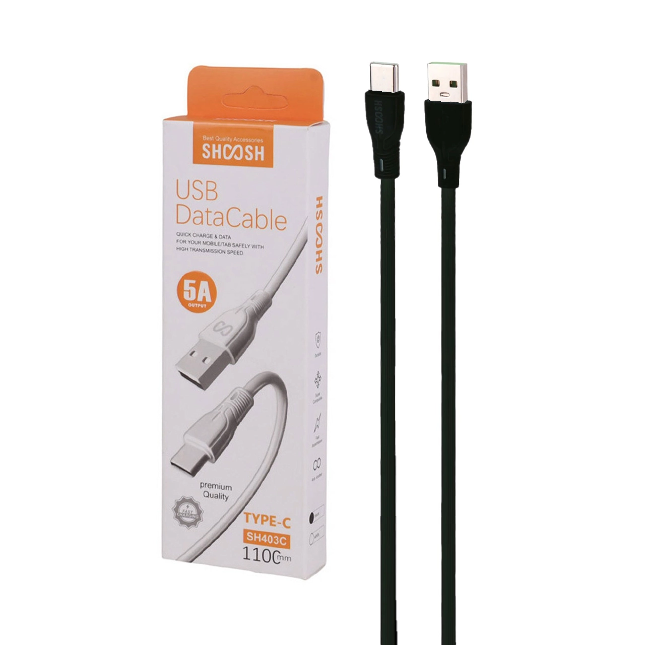 کابل شارژ 1.1 متری فست Shoosh Type-C مدل SH403C - مشکی - SMO
