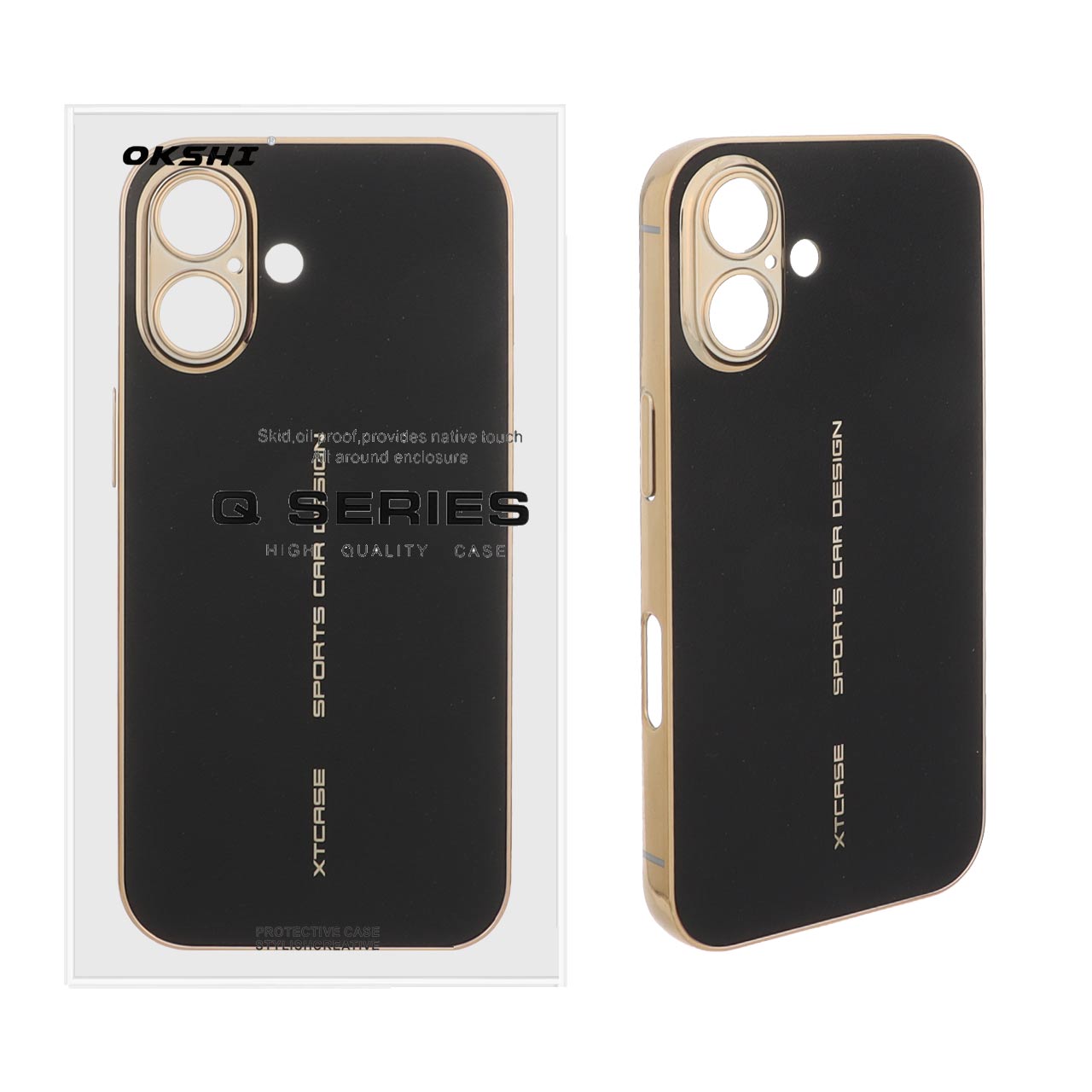 قاب اورجینال XTCASE چرمی Gold مدل Apple iPhone 16 - مشکی (پک دار)