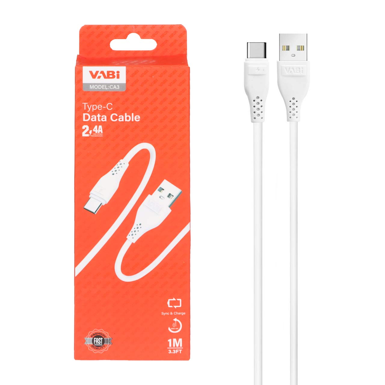 کابل شارژ فست VABI Type-C مدل CA3 - سفید