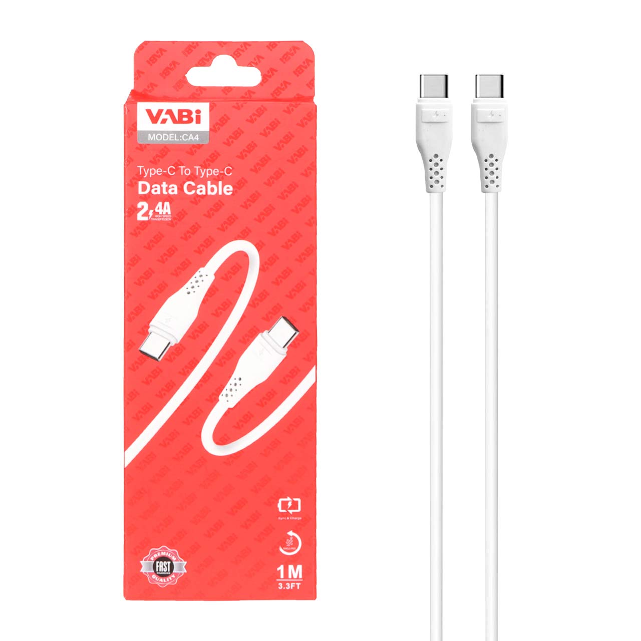 کابل شارژ فست VABI Type-C to Type-C مدل CA4 - سفید
