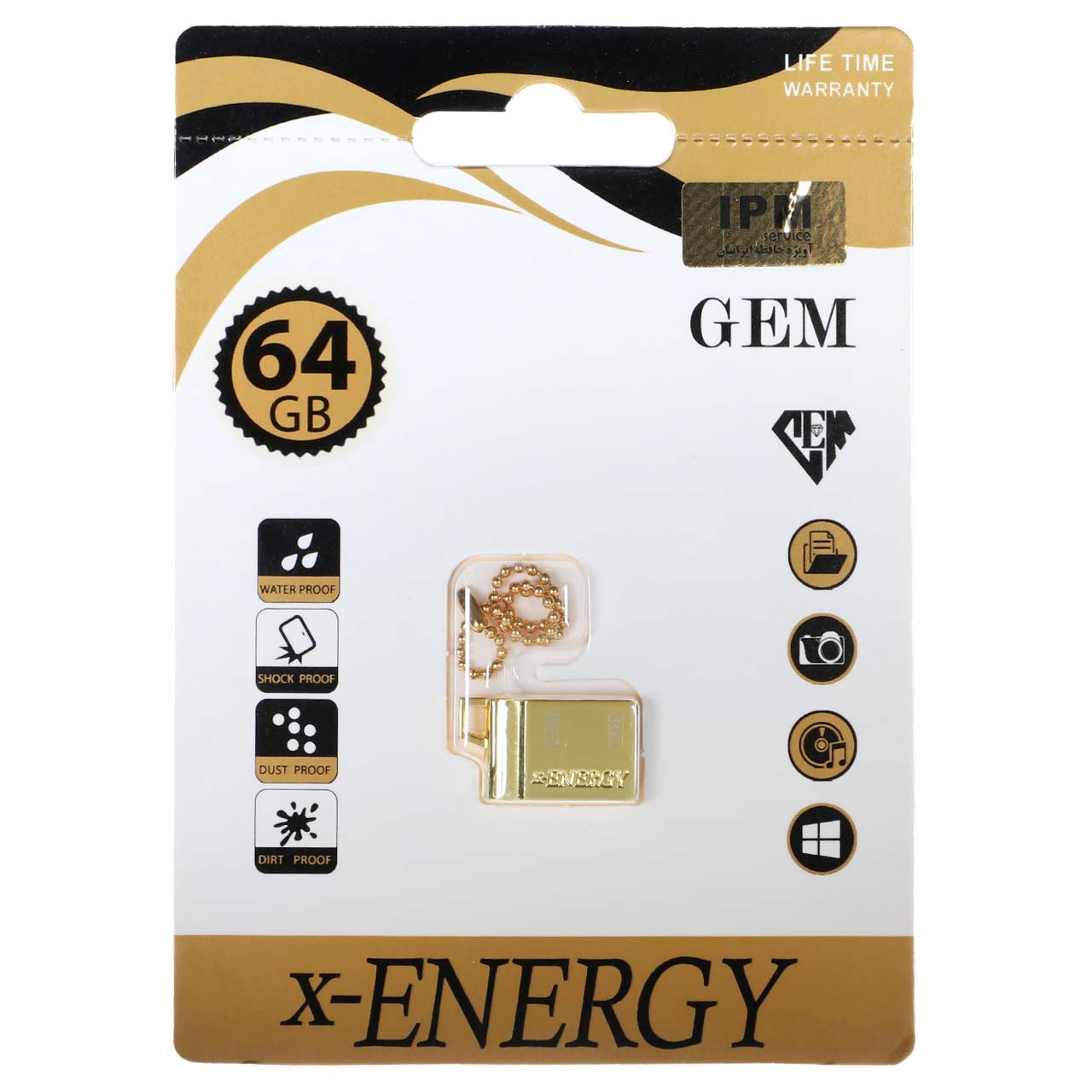 X-ENERGY Golden Gem USB2.0 Flash Memory-64GB (گارانتی مادام العمر IPM)