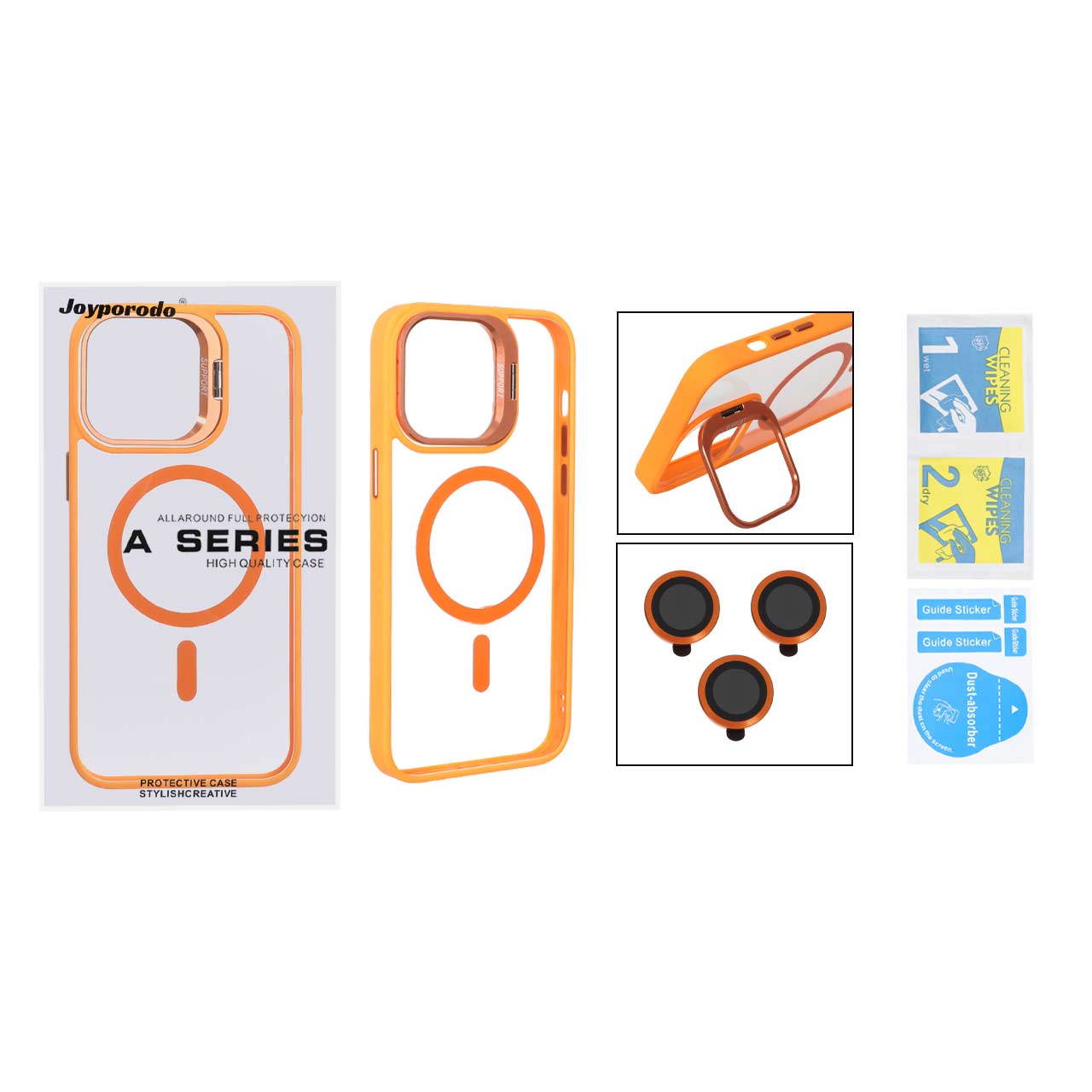 قاب Xinreeu لنز آلومینیومی با ست محافظ لنز رینگی Apple iPhone 14 Pro Max - نارنجی (پک دار) - MPS