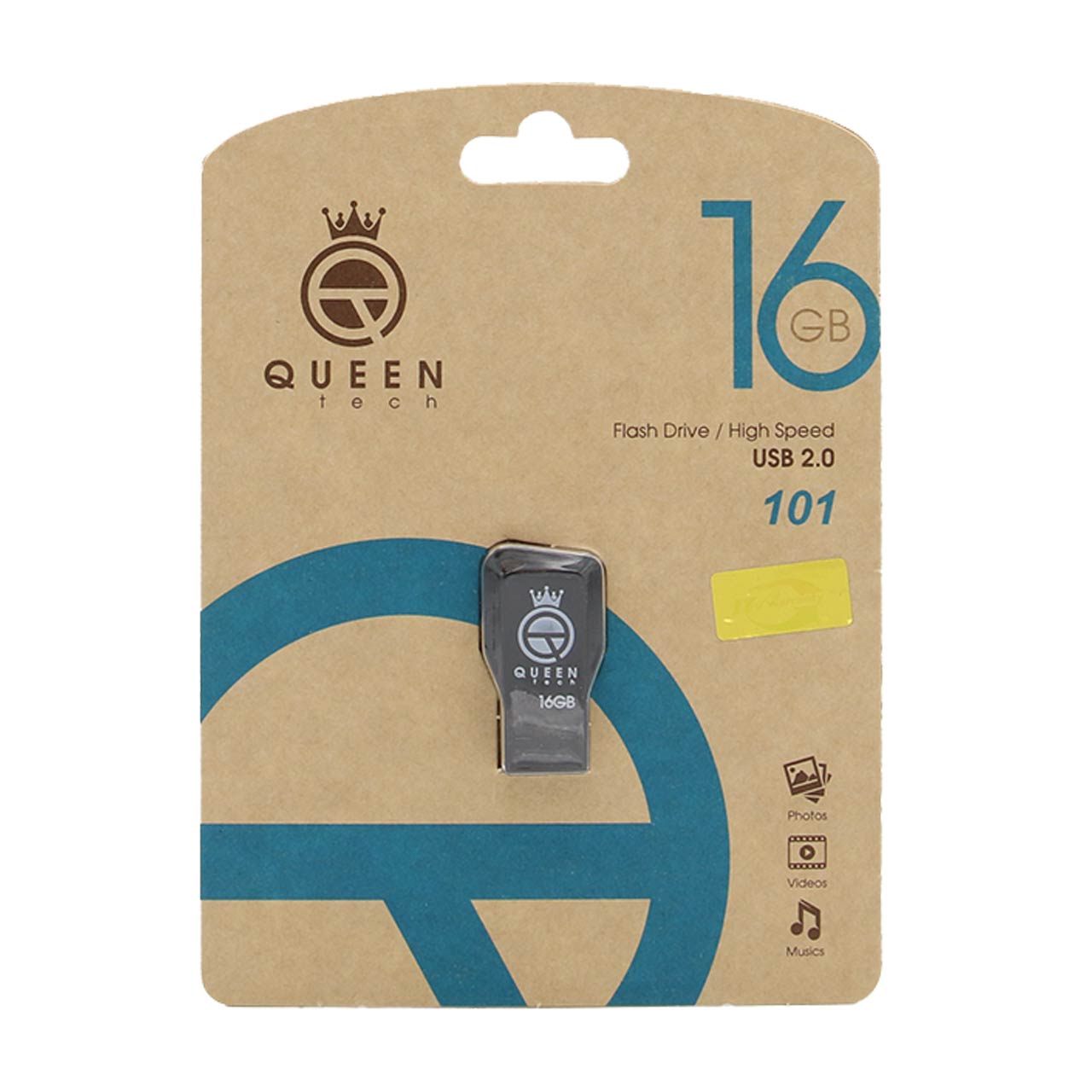 Queen tech-101 USB2.0 Flash Memory-16GB (گارانتی مادام العمر شرکت آی تین) مشکی