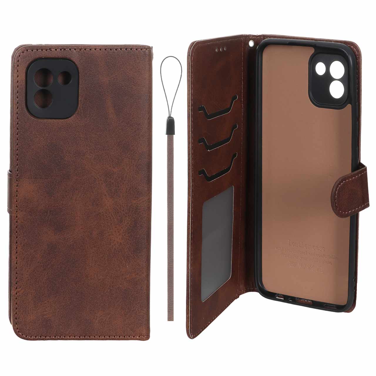 کیف موبایل مگنتی درجه یک داخل خز MNC Plus مدل Samsung Galaxy A03 - قهوه ای