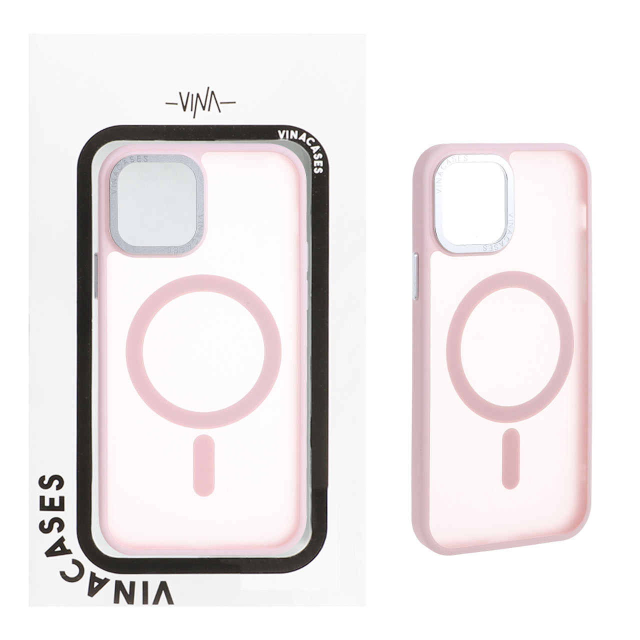 قاب اورجینال Vina مات Magsafe مدل Apple iPhone 12 Pro / iPhone 12 - صورتی (پک دار)