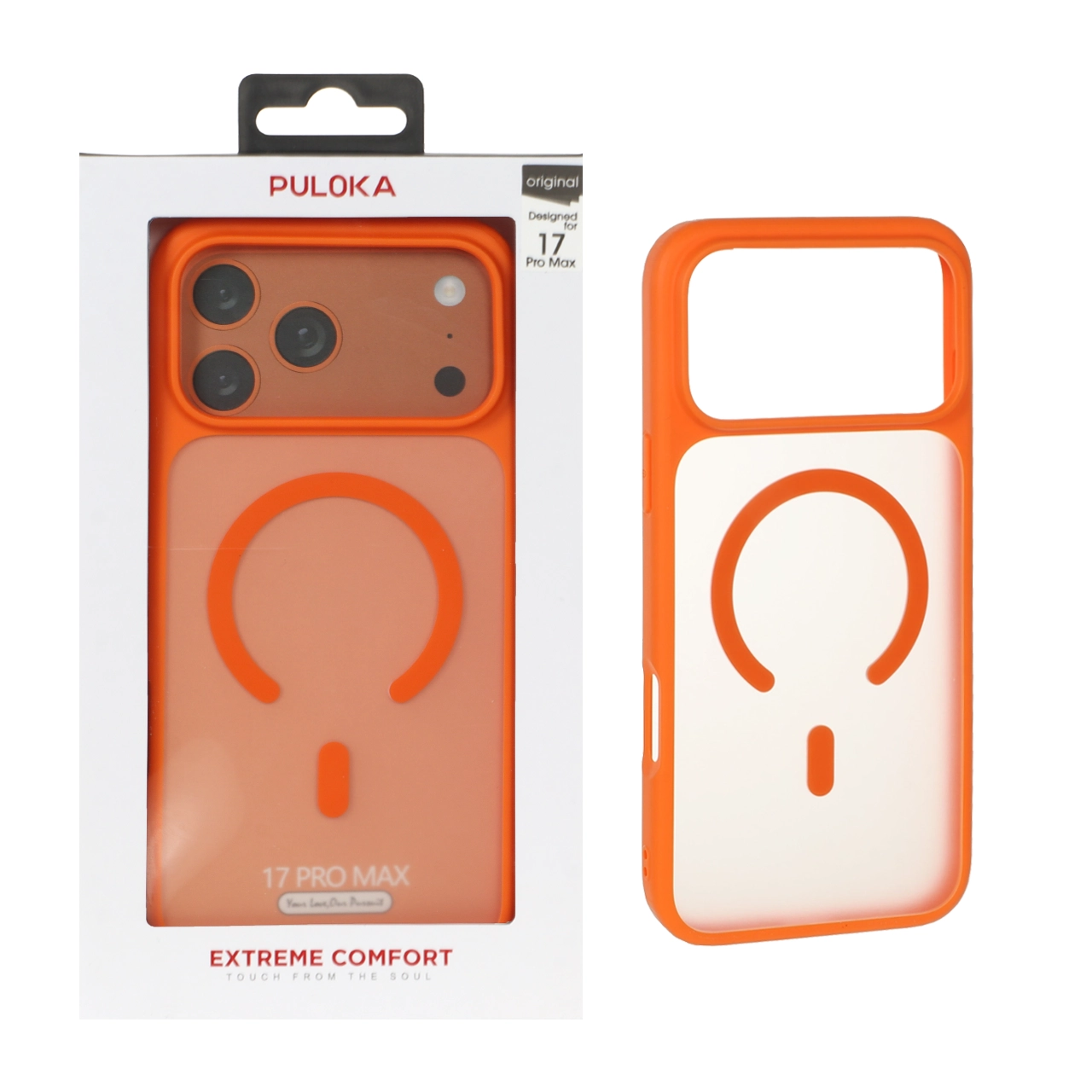 قاب اورجینال Puloka مات MagSafe دور رنگی Apple iPhone 17 Pro Max - نارنجی (پک دار)
