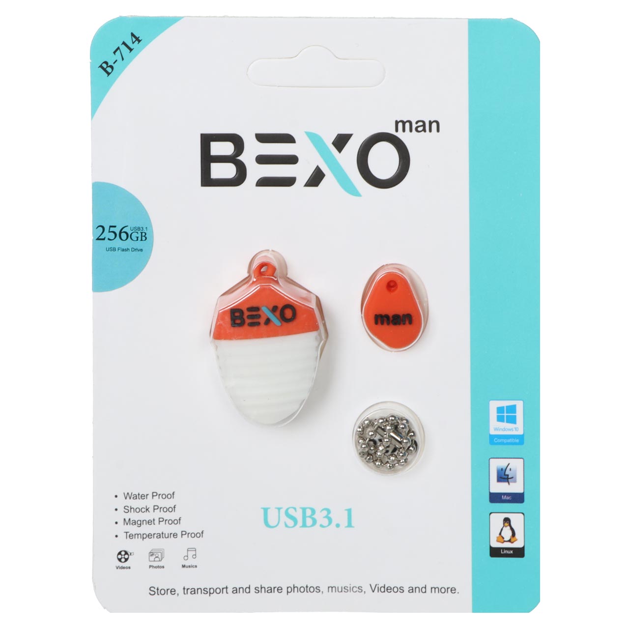 BEXO B-714 USB3.1 Flash Memory-256GB (گارانتی داده پردازی آواتک) نارنجی