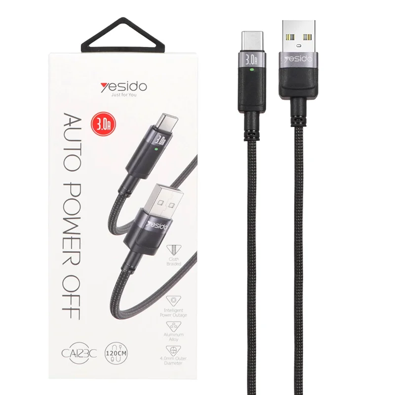 کابل شارژ فست 1.2 متری Yesido Type-C مدل CA123C - مشکی