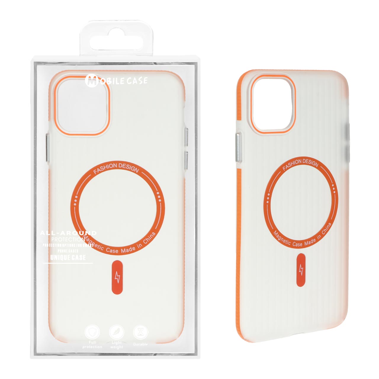 قاب اورجینال Fashion Design کرکره ای مات MagSafe مدل Apple iPhone 11 - نارنجی (پک دار)