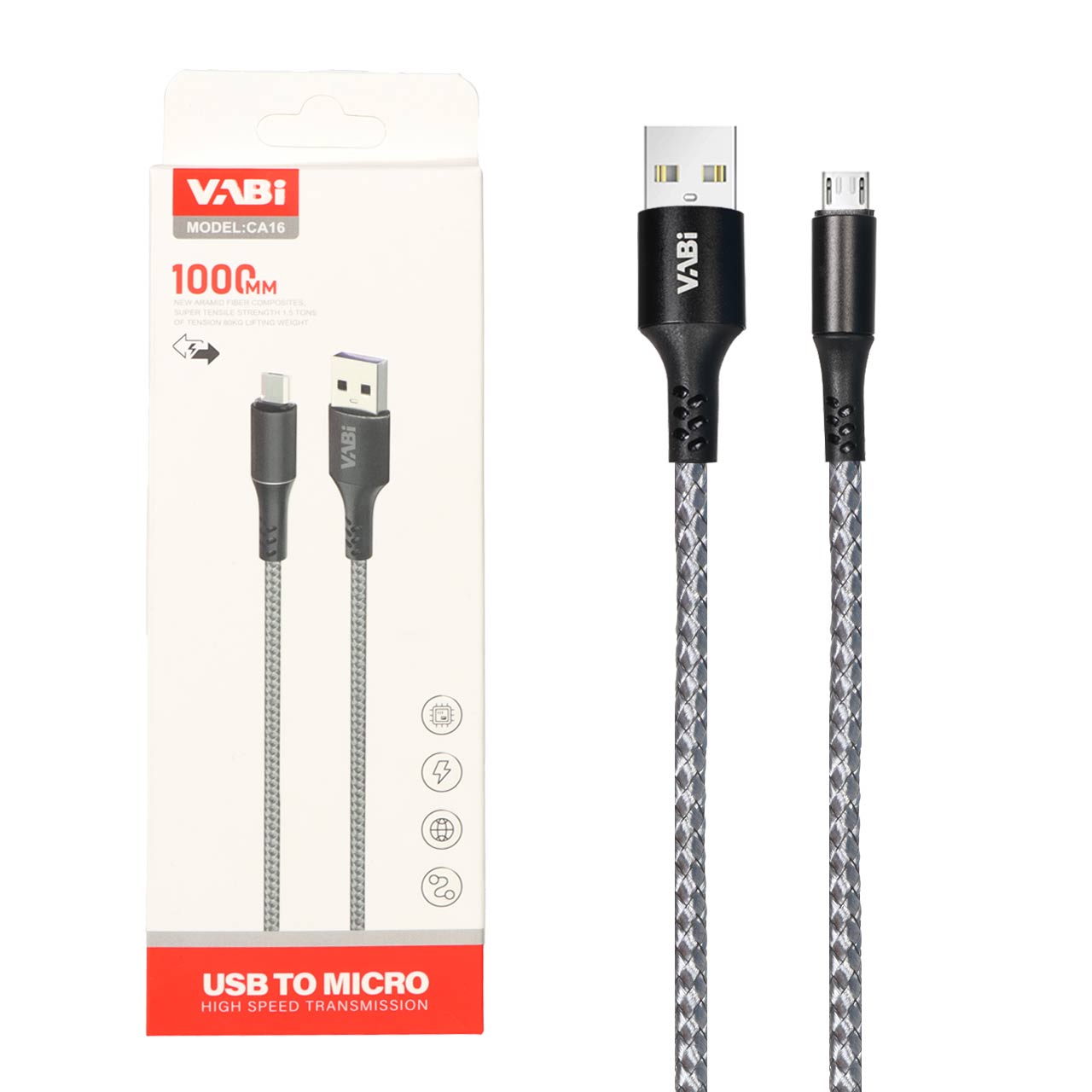 کابل شارژ فست اندروید VABI مدل CA16 - طوسی