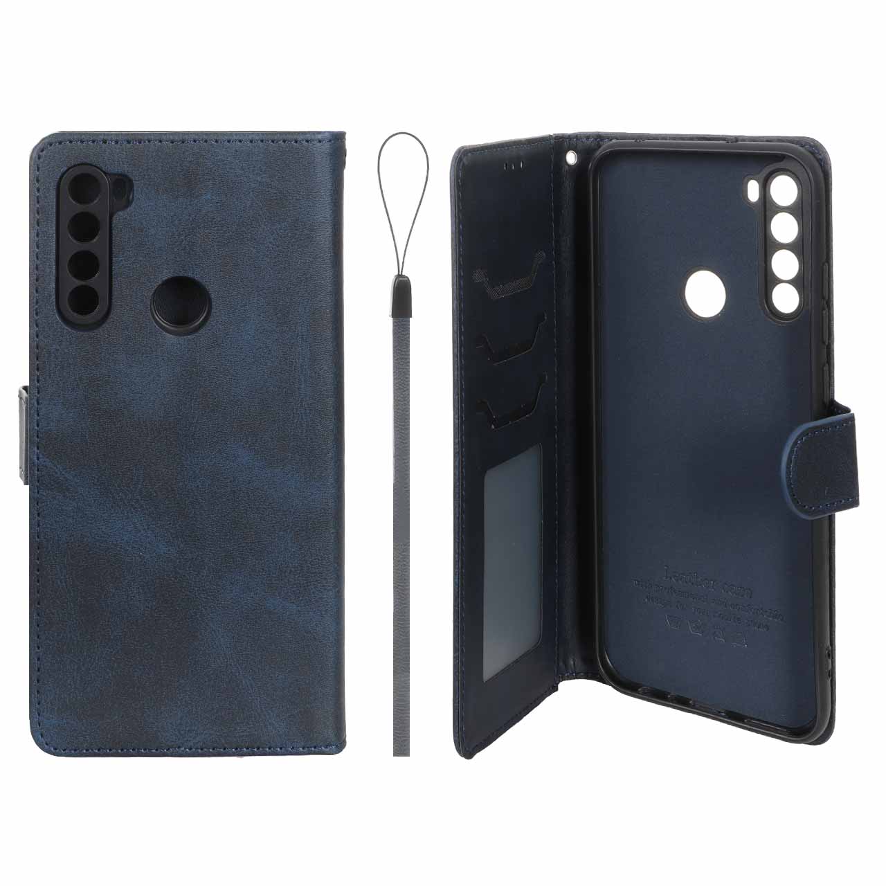کیف موبایل مگنتی درجه یک داخل خز MNC Plus مدل Xiaomi Redmi Note 8T - سرمه ای