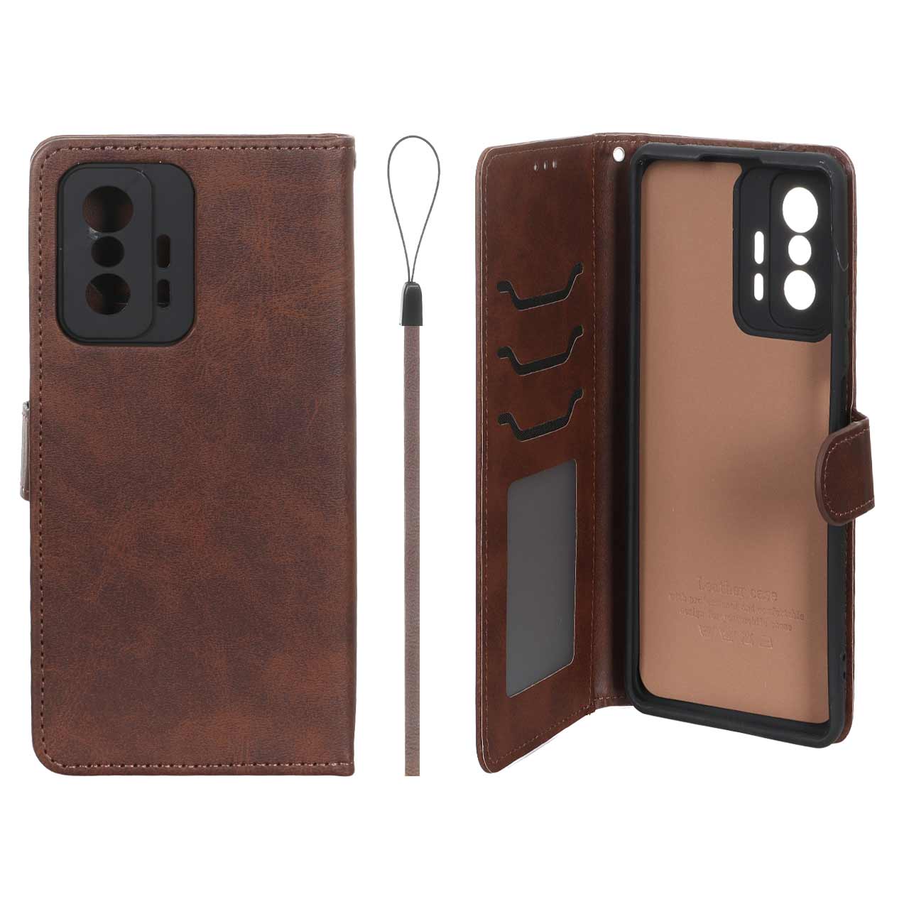 کیف موبایل مگنتی درجه یک داخل خز MNC Plus مدل Xiaomi Mi 11T / Mi 11T Pro - قهوه ای