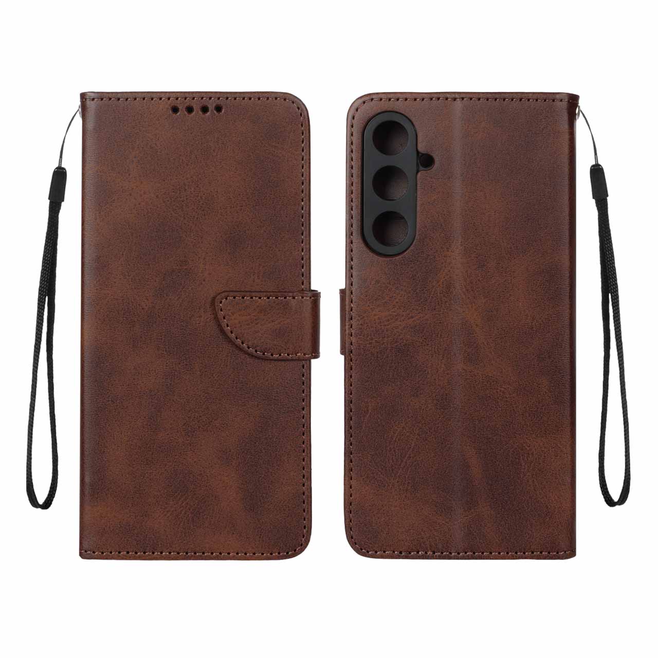 کیف چرمی موبایل مگنتی محافظ لنزدار Samsung Galaxy A55 - قهوه ای