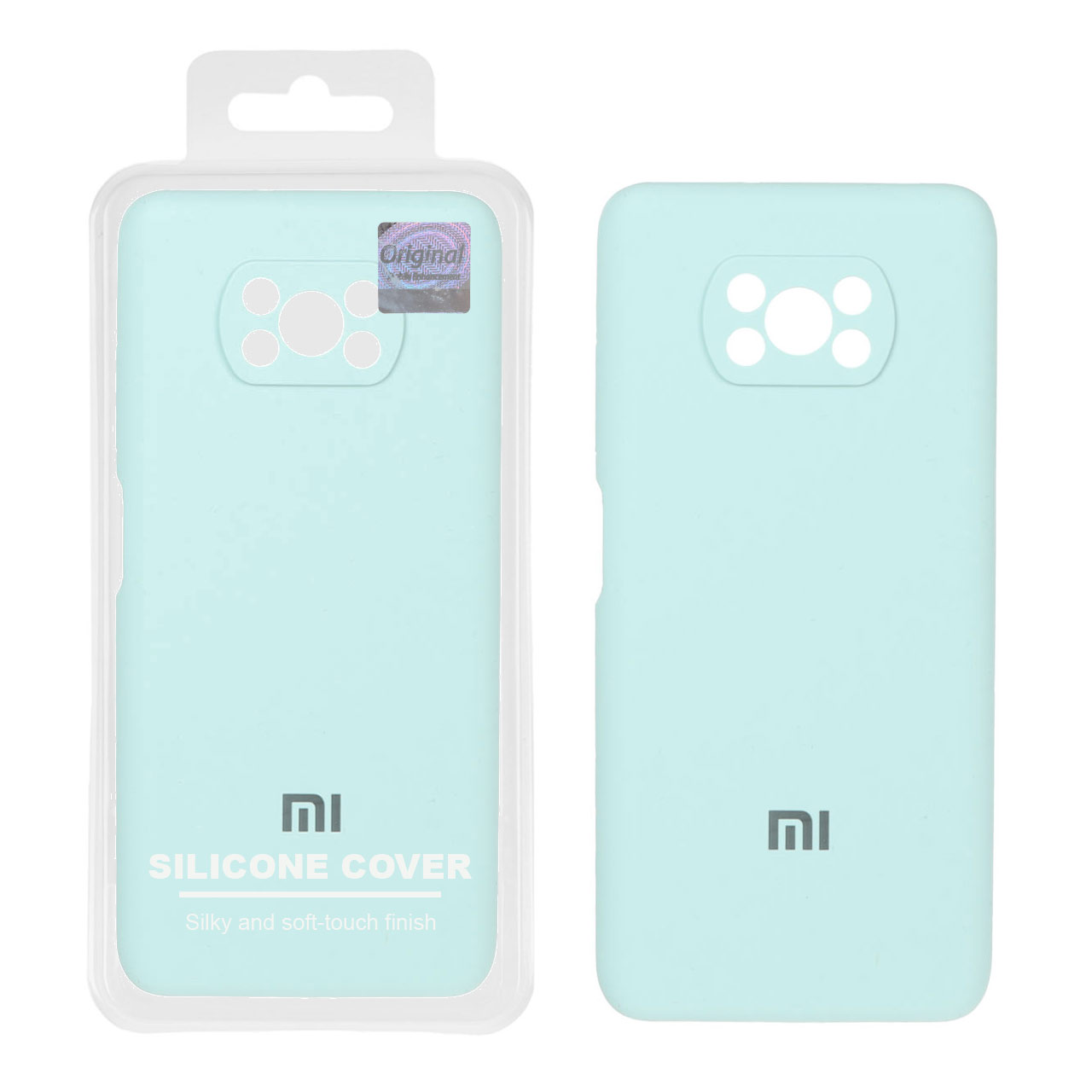 قاب سیلیکونی پاک کنی اورجینال Master Quality مدل Xiaomi Poco X3 / Poco X3 Pro / Poco X3 NFC - آبی کبریتی (پک دار)